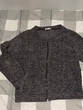 Smart Set Black & Gray Marled Zip-Front Sweater